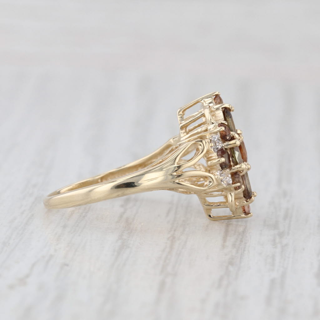 1.34ctw Andalusite Diamond Cluster Ring 10k Yellow Gold Size 7