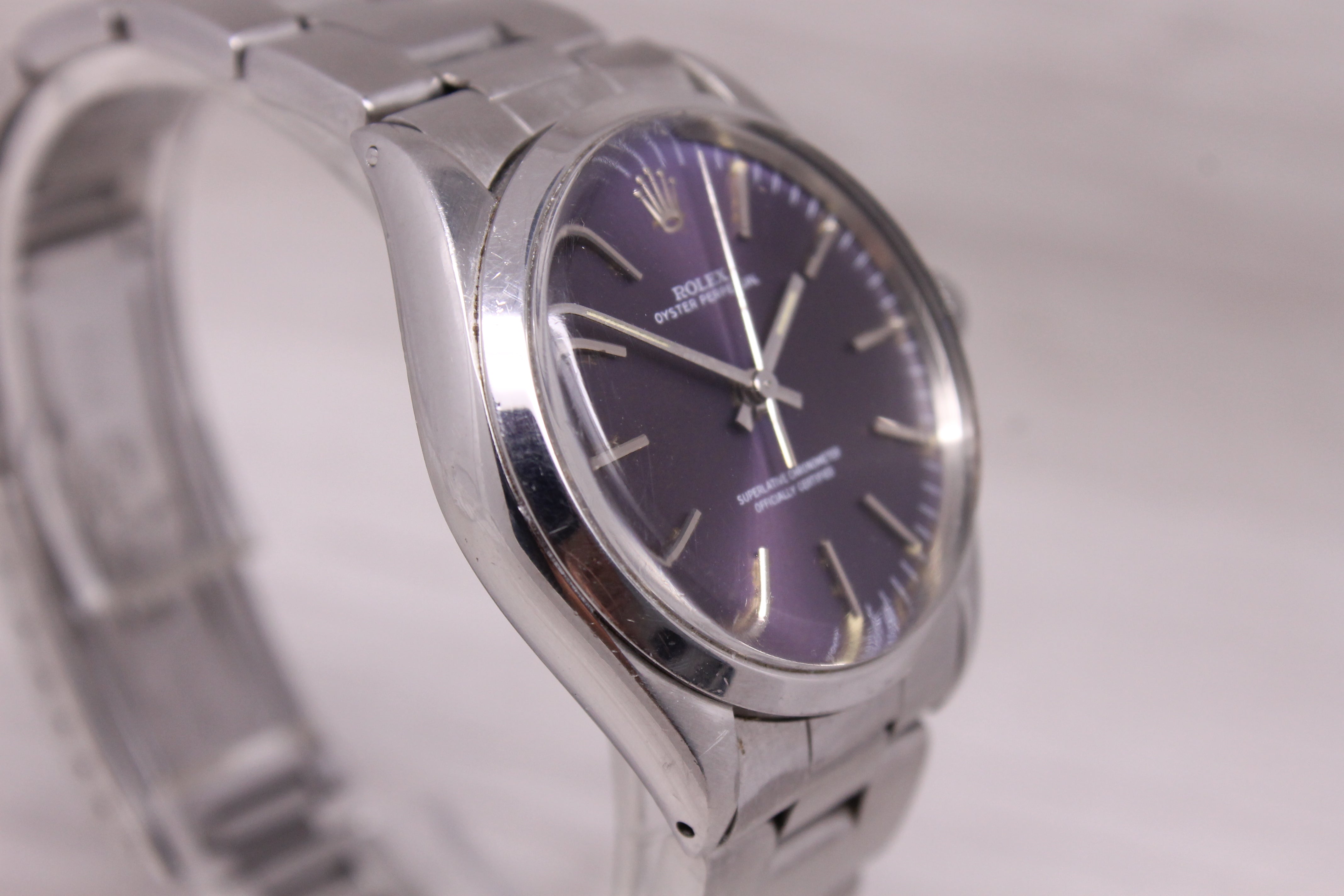 Vintage c.1975 Rolex Oyster Perpetual 1002 34mm Watch ORIGINAL Purple Sigma Dial