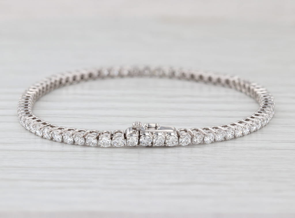 New 3.71ctw Lab Grown Diamond Tennis Bracelet 14k White Gold VS2 F-G 7"