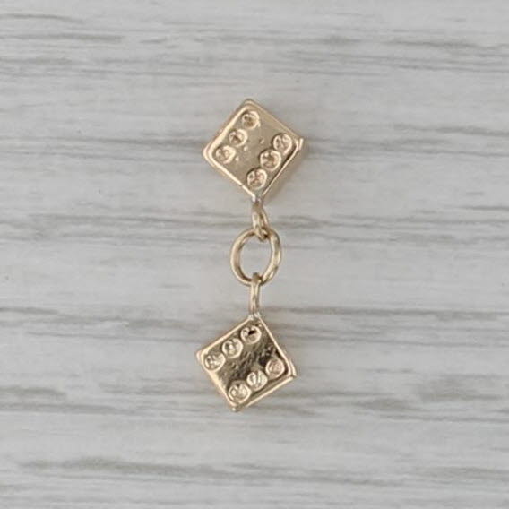 Pair of Die Charm 14k Yellow Gold Small 3D Pendant