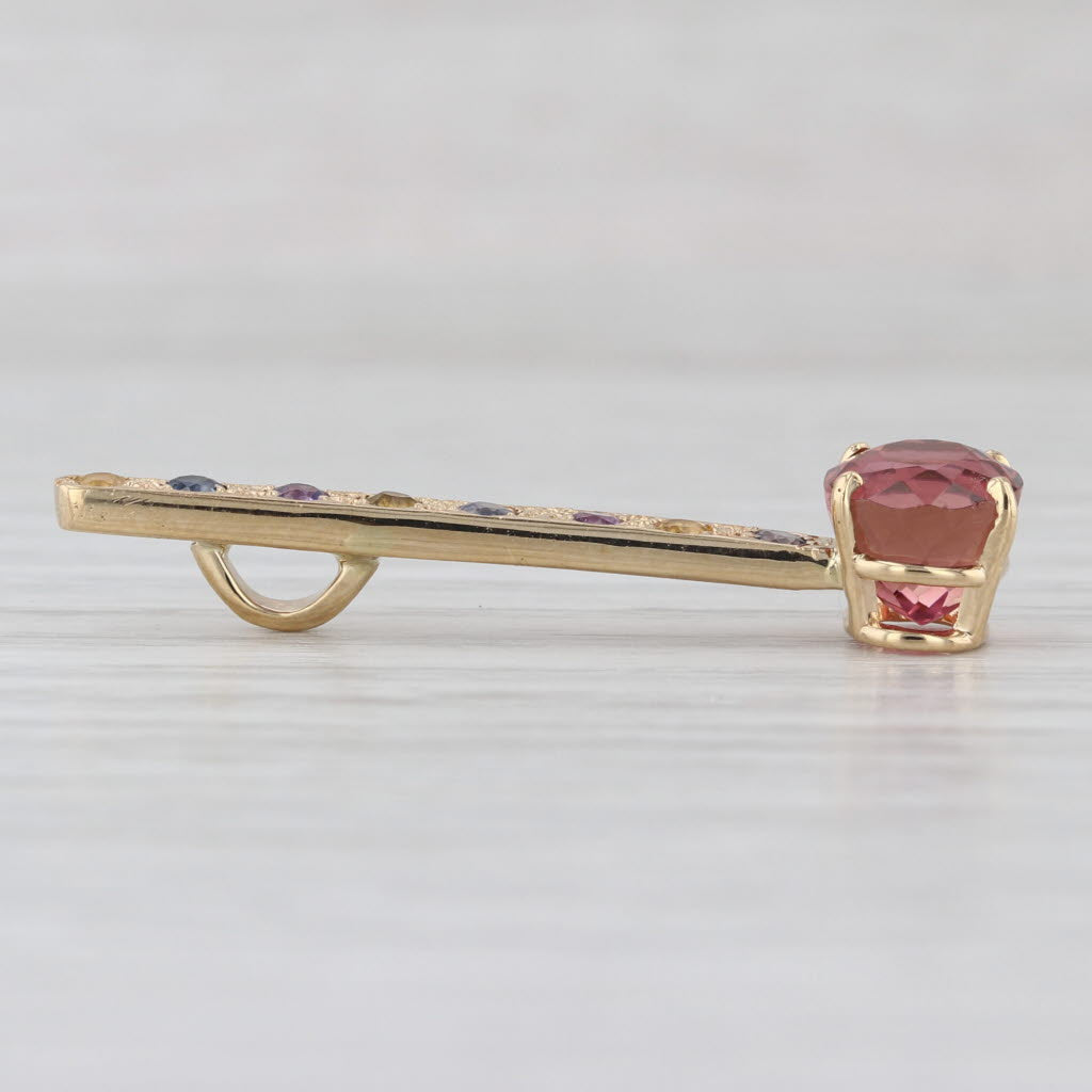 3.22ctw Tourmaline Sapphire Journey Pendant 14k Yellow Gold Custom Made Drop