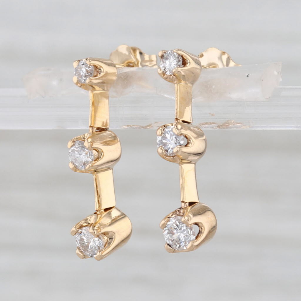 0.47ctw Graduated Diamond Journey 3-Stone Drop Earrings 14k Yellow Gold