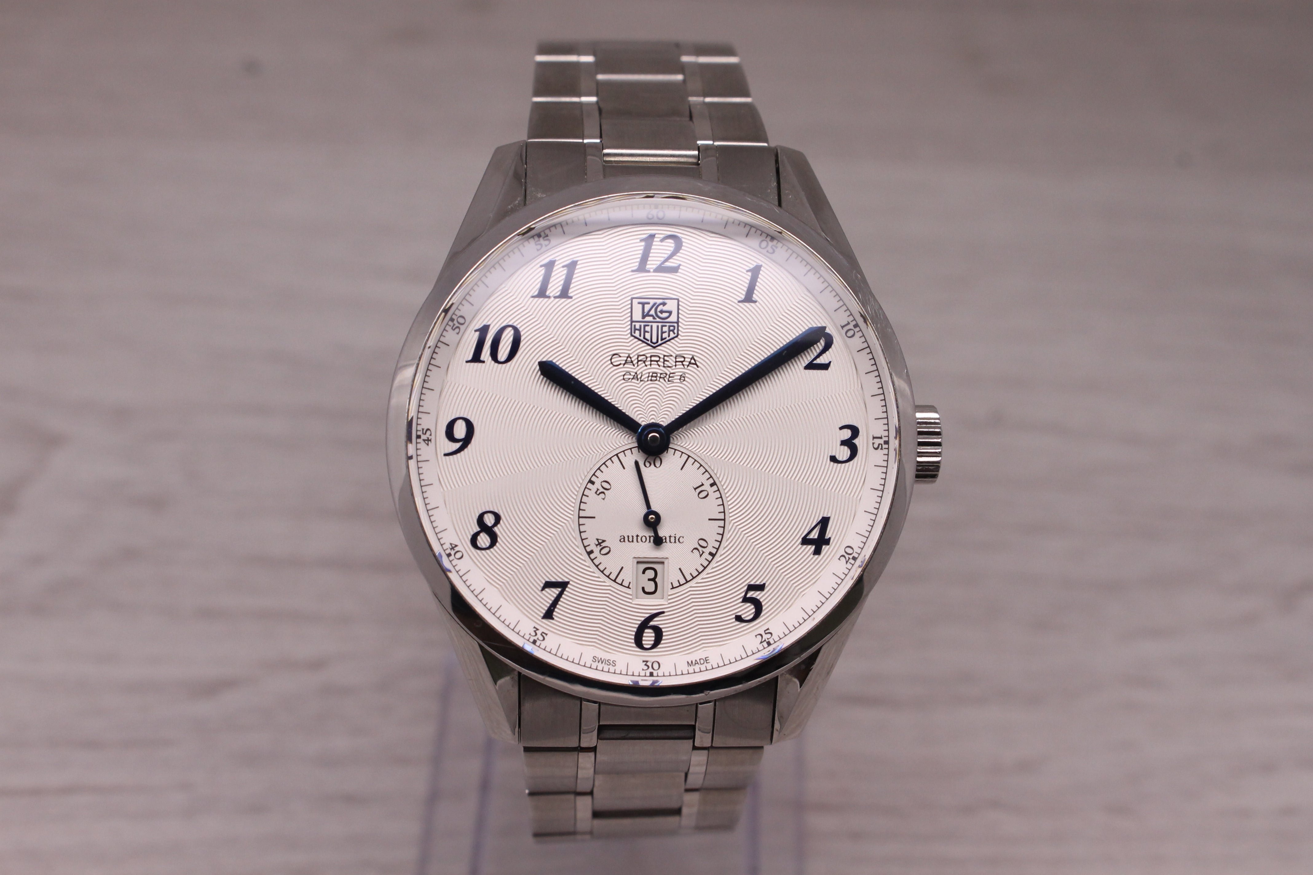 Tag Heuer Carrera Calibre 6 39mm Steel Automatic Mens Watch w/ Bracelet WAS2111