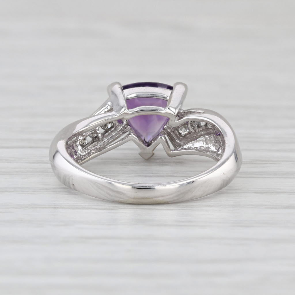 1.10ctw Amethyst Diamond Bypass Ring 10k White Gold Size 5.5