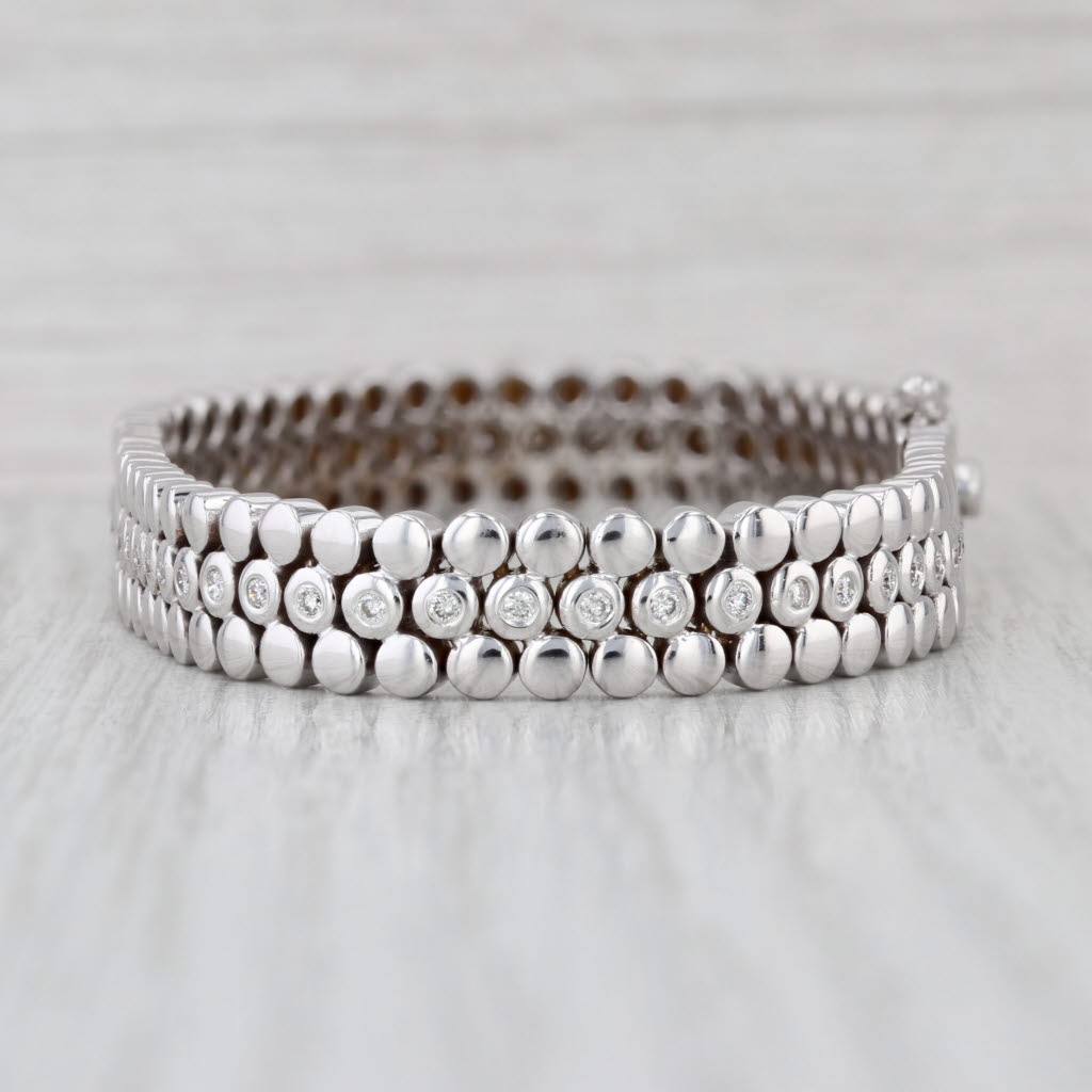 1.10ctw Diamond Dots Bracelet 18k White Gold 7.5" 9mm