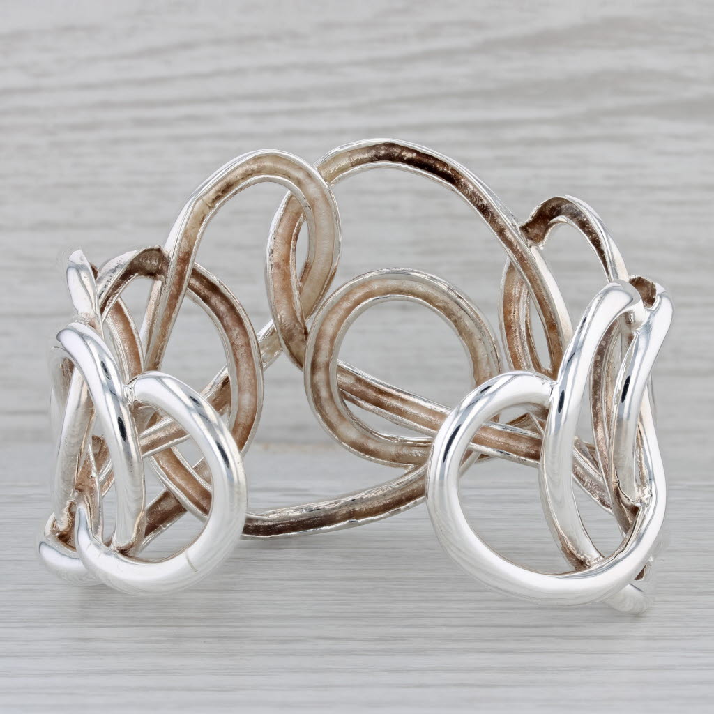 Gray Angela Cummings Knot Work Cuff Bracelet Sterling Silver Statement 6.75" 45.4mm