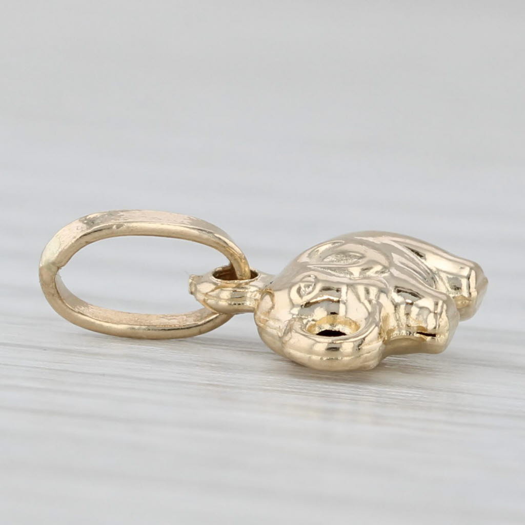 Light Gray Tiny Elephant Charm 14k Yellow Gold Pendant Gift for Child