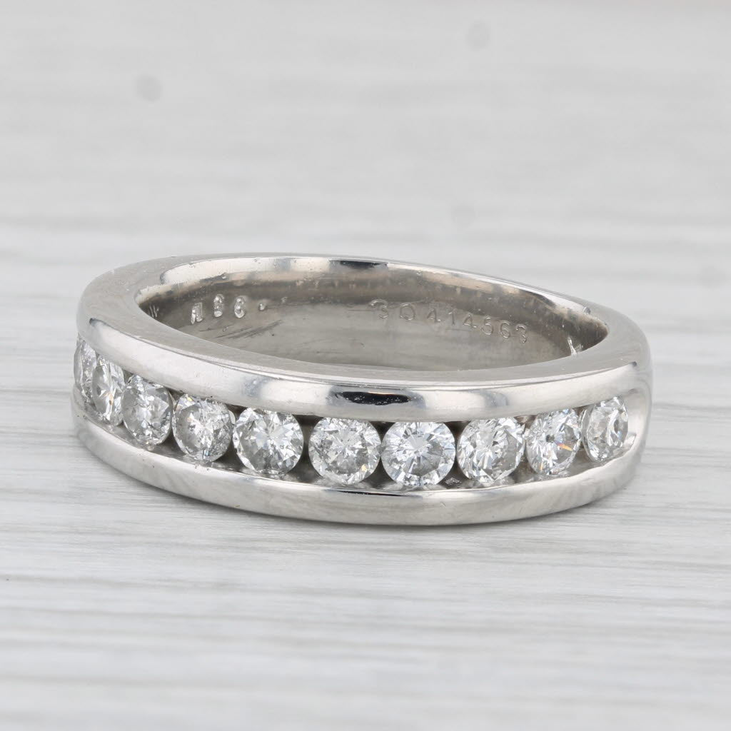 Light Gray 0.90ctw Diamond Wedding Band Platinum Stackable Anniversary Ring Size 7
