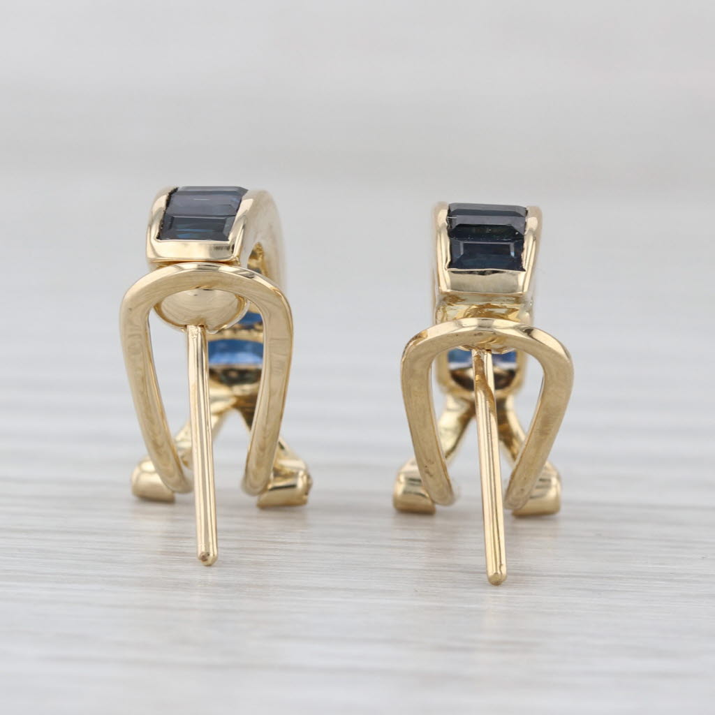 3.36ctw Blue Sapphire Journey Earrings 18k Yellow Gold Clip on or Pierced Option