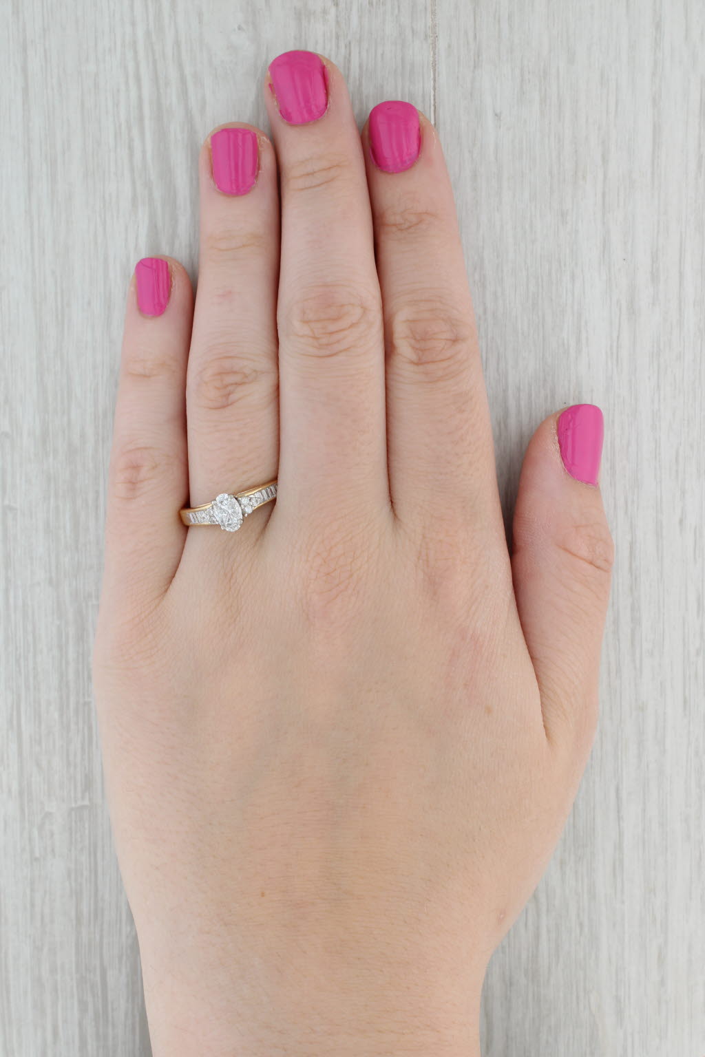 Gray 0.70ctw Diamond Engagement Ring 14k Yellow Gold Size 9 Cathedral Band