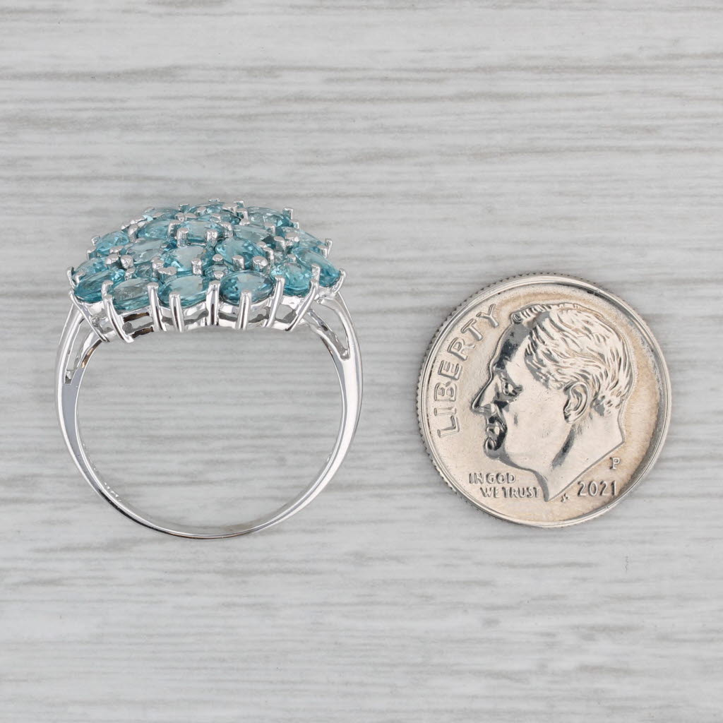 Gray 4.85ctw Blue Zircon Cluster Ring 10k White Gold Size 8.25 Cocktail