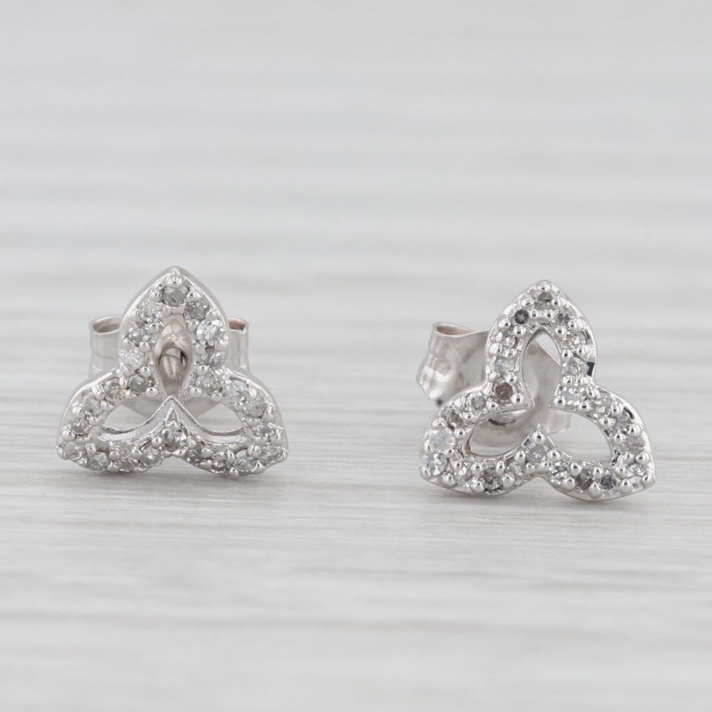 Light Gray New 0.10ctw Diamond Celtic Knot Stud Earrings 10k White Gold