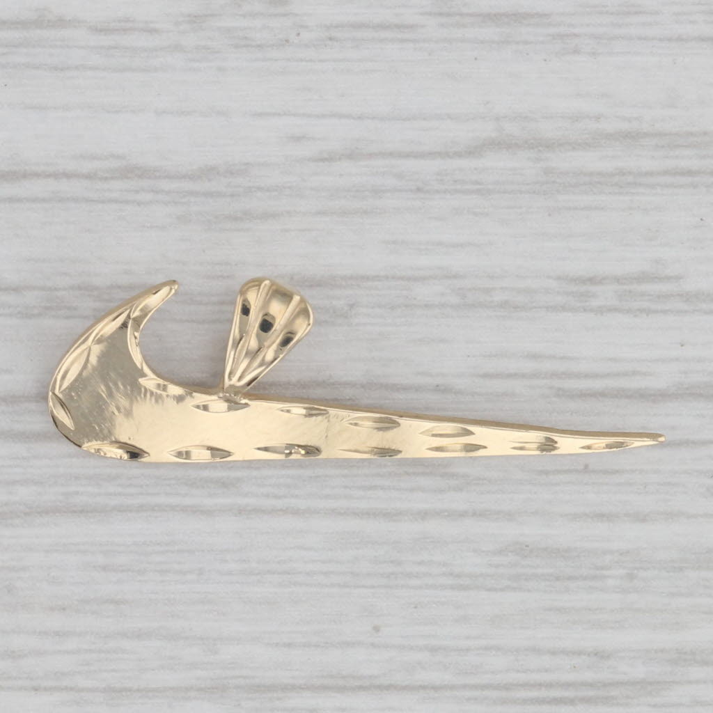 Gray Swoosh Check Mark Logo Pendant 14k Yellow Gold