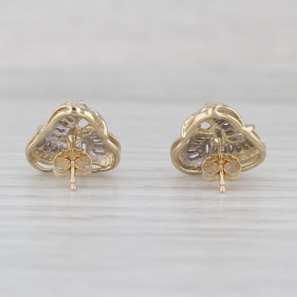 0.50ctw Diamond Triangle Knot Stud Earrings 14k Yellow White Gold Studs