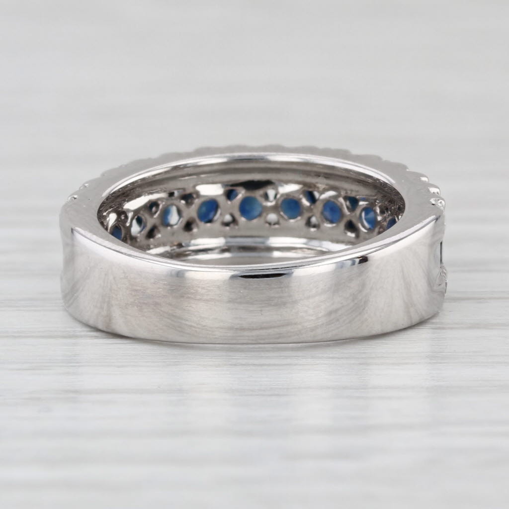 1.40ctw Blue Sapphire Diamond Ring 14k White Gold Size 4.75-5 Anniversary Bridal