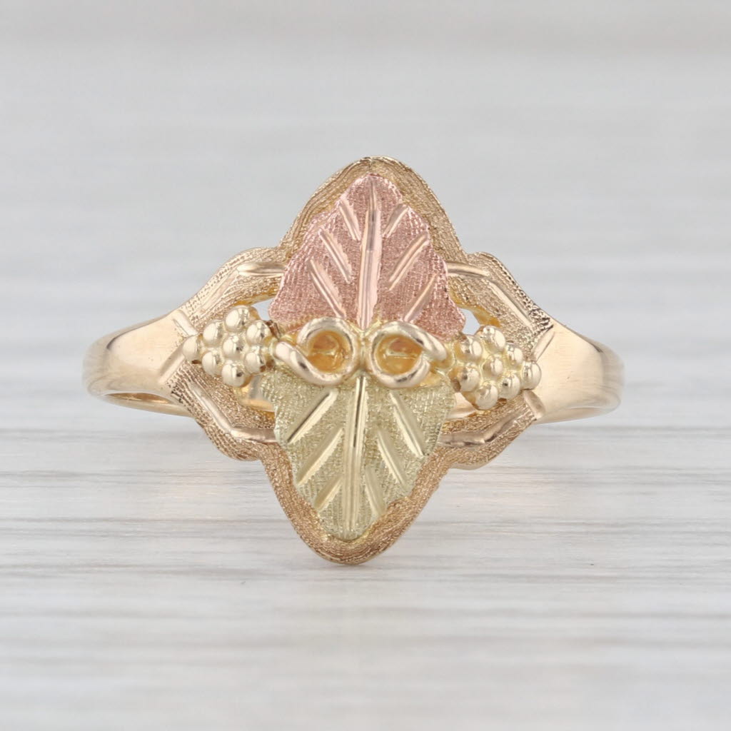 Stamper Black Hills Gold Leaf Ring 10k Yellow Rose Green Gold Size 5.75