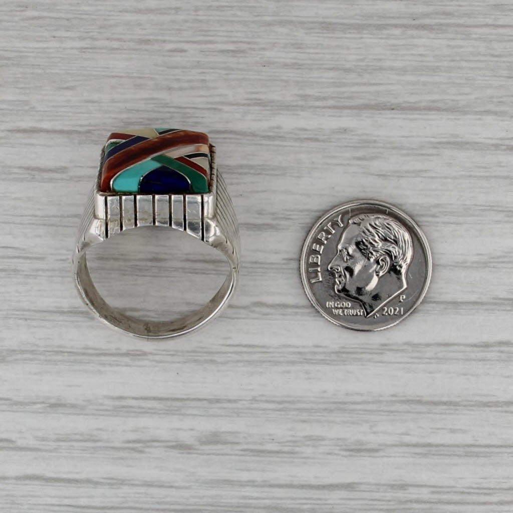 Ray Jack Vintage Navajo Ring Sterling Silver Stone Mosaic Native American