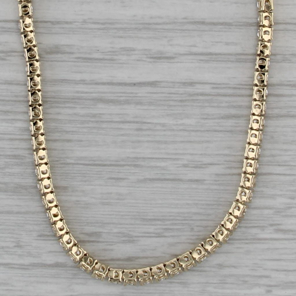 New 11.08ctw Lab Grown Diamond Tennis Necklace 14k Yellow Gold 17" VS2 F-G