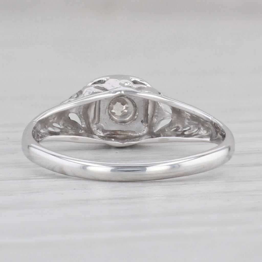Light Gray Vintage 0.24ct Round Diamond Solitaire Engagement Ring 14k White Gold Size 5.5