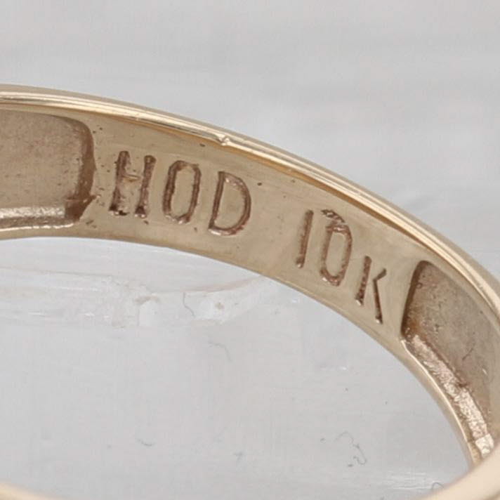 Brushed Cross Hatch Pattern Ring 10k Yellow Gold Size 6 Band