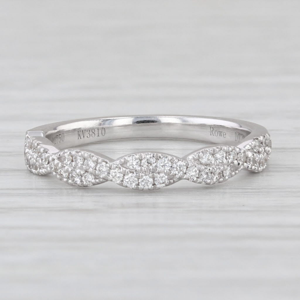 0.24ctw Woven Diamond Stackable Ring 18k White Gold Wedding Band Size 5 Bridal