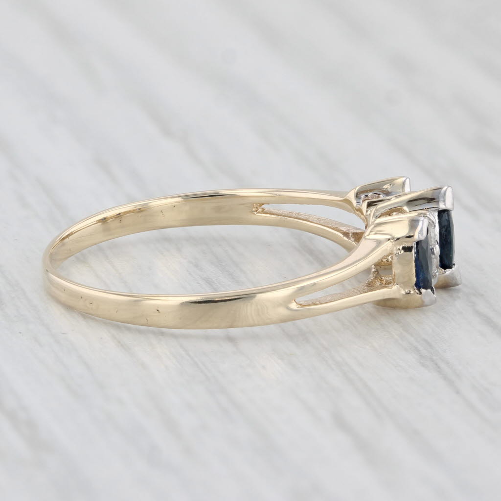 Light Gray 0.37ctw Marquise Blue Sapphire Diamond Ring 10k Yellow Gold Diamond Accents