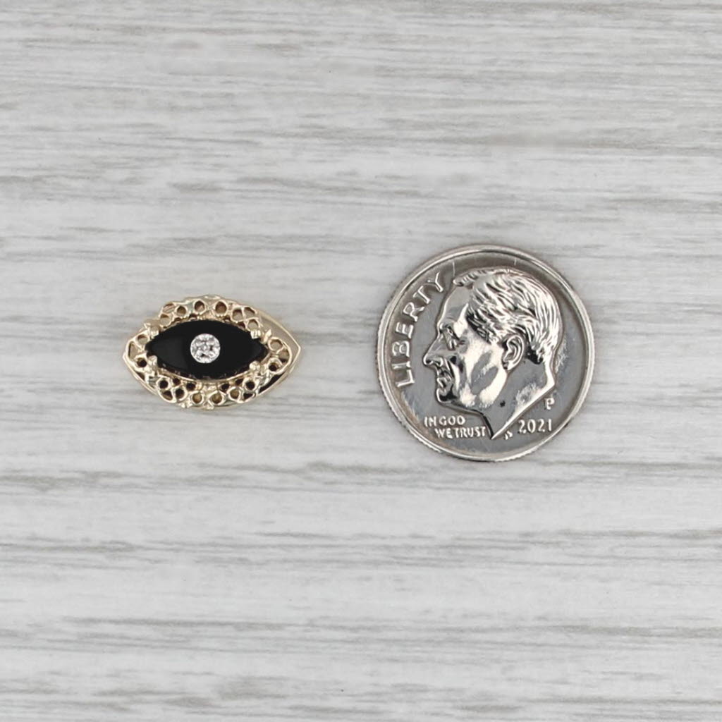 Onyx Diamond Slide Bracelet Charm 14k Yellow Gold Vintage