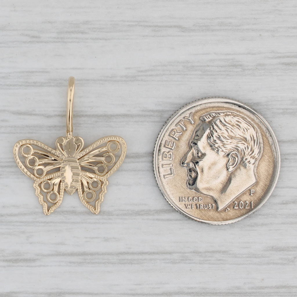 Gray Butterfly Pendant 14k Yellow Gold Little Charm