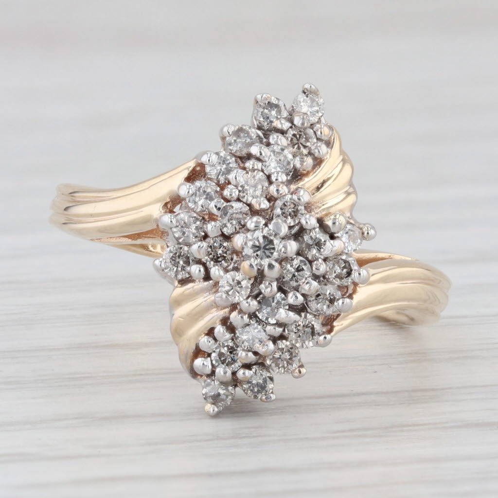 Light Gray 0.44ctw Diamond Cluster Ring 10k Yellow Gold Size 7.25
