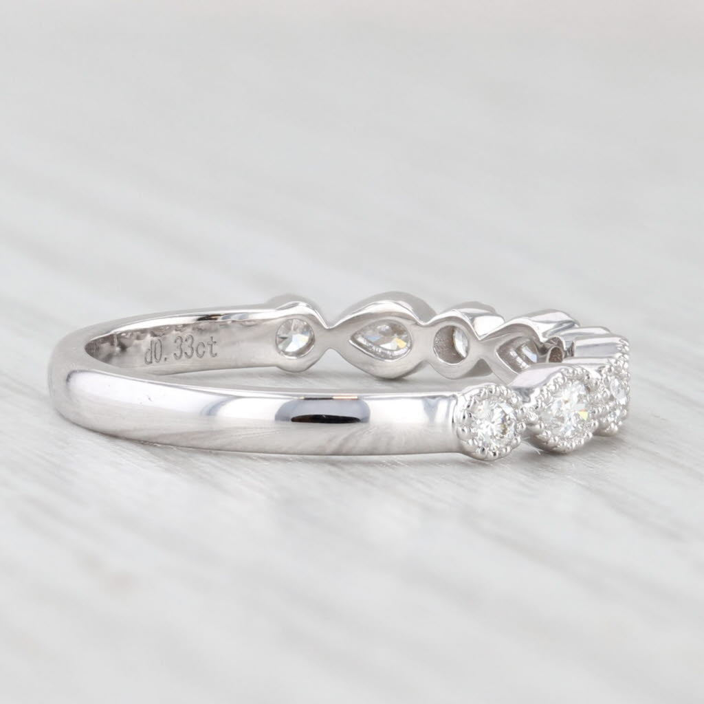 Light Gray New 0.33ctw Diamond Wedding Band 14k White Gold Stackable Anniversary Ring 6.5
