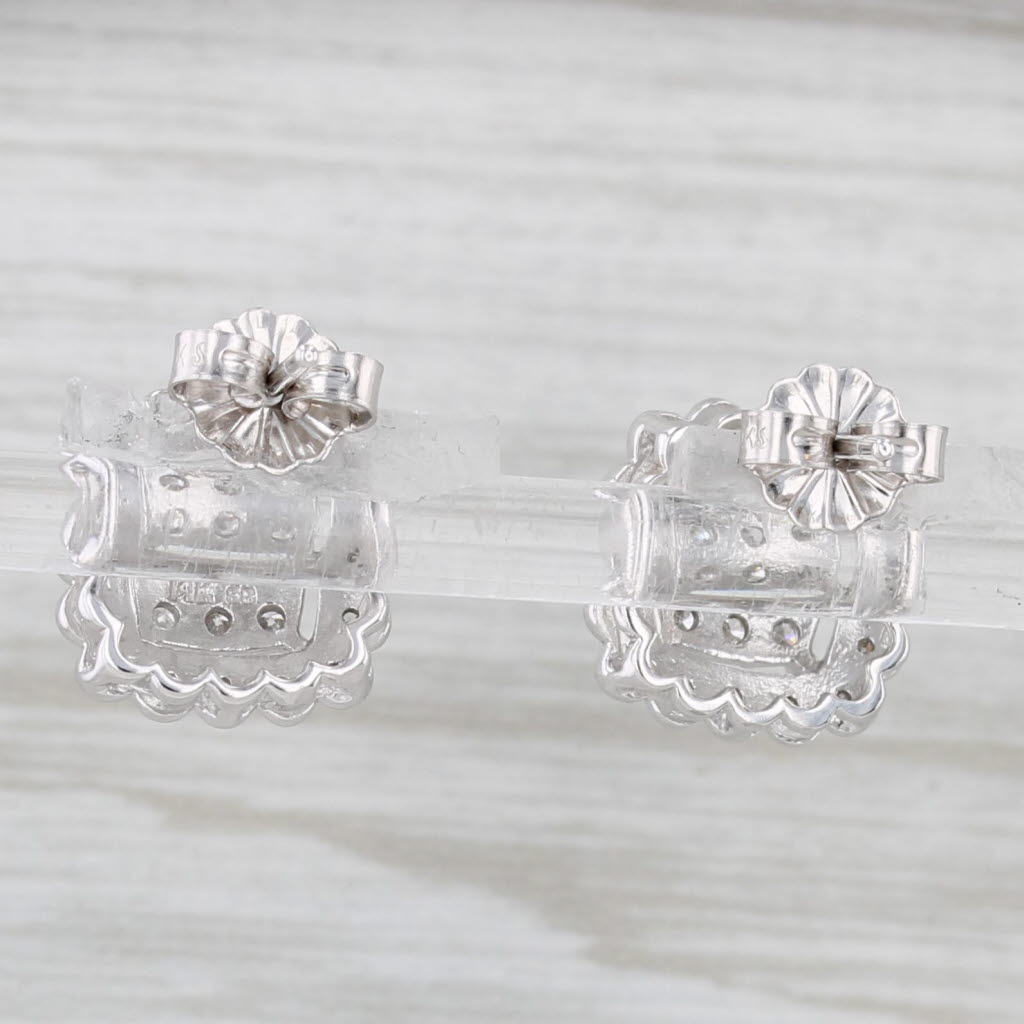 Light Gray 0.36ctw Diamond Cluster Halo Stud Earrings 14k White Gold