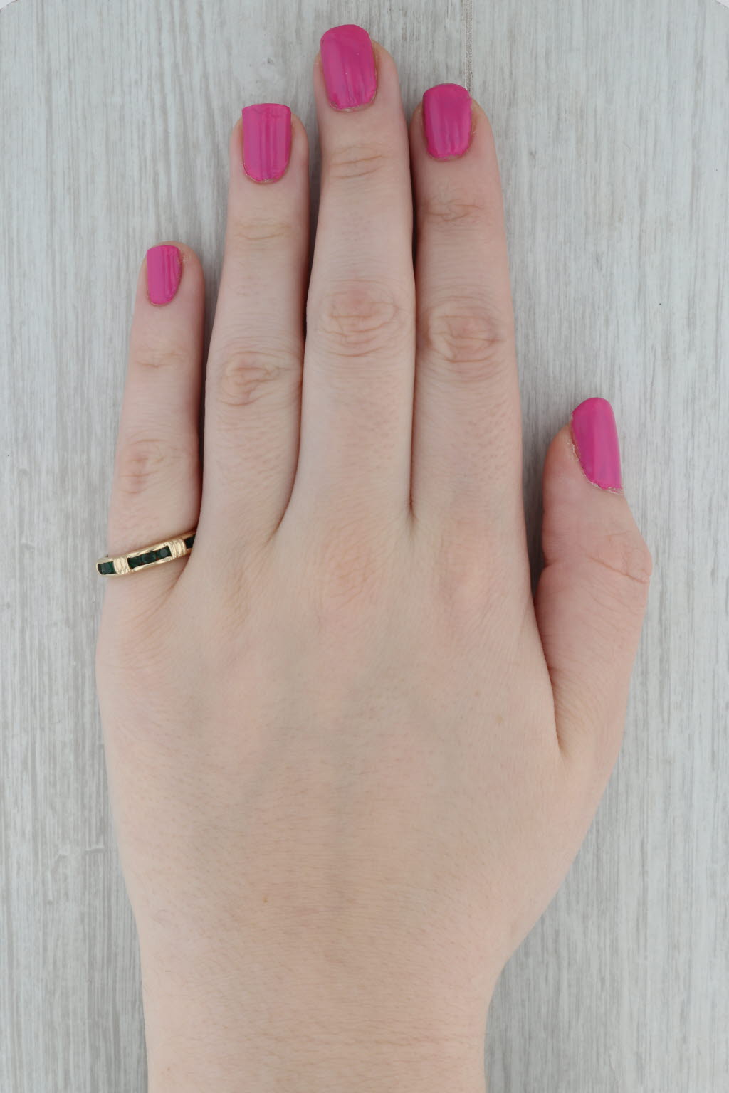 Dark Gray 0.60ctw Emerald Band 14k Yellow Gold Size 7 Wedding Stackable Ring