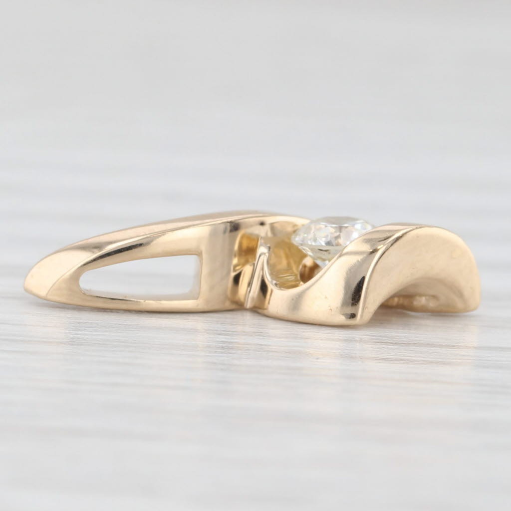 Light Gray 0.28ct Round Diamond Solitaire Pendant 14k Yellow Gold Small Drop Sirena