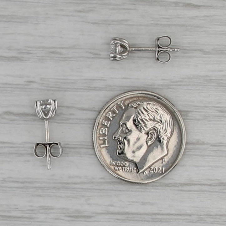 0.51ctw Diamond Stud Earrings 10k White Gold Round Solitaire Studs