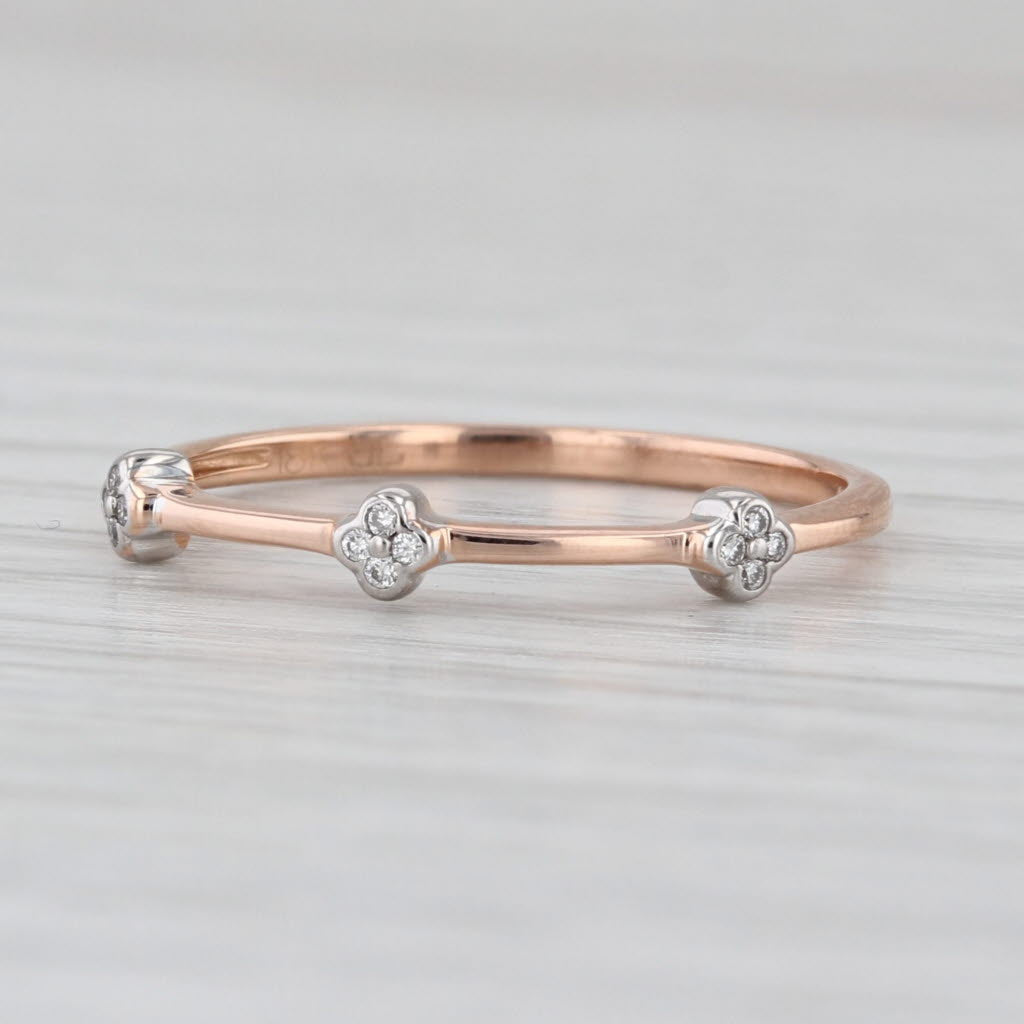 Diamond Accented Band 18k Yellow Rose Gold Size 7.25 Stackable Wedding Ring