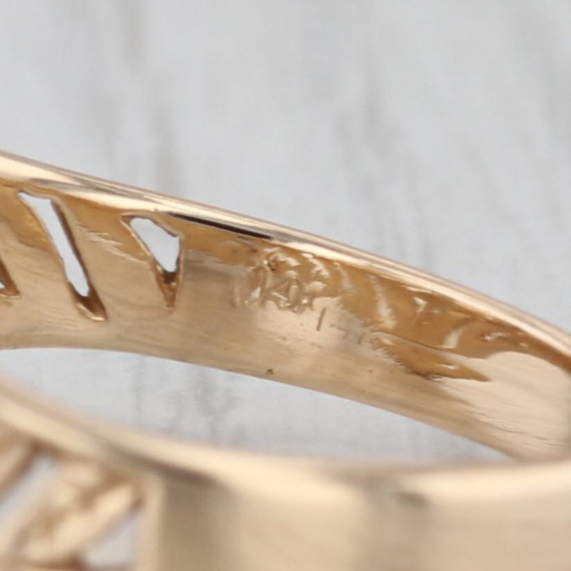 1.10ct Oval Diamond Solitaire Engagement Ring 14k Yellow Gold Size 8.5 Leaf Band