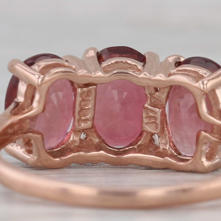 Dark Gray 2.65ctw 3-Stone Pink Tourmaline Ring 10k Rose Gold Size 5.25 Jacque Christie