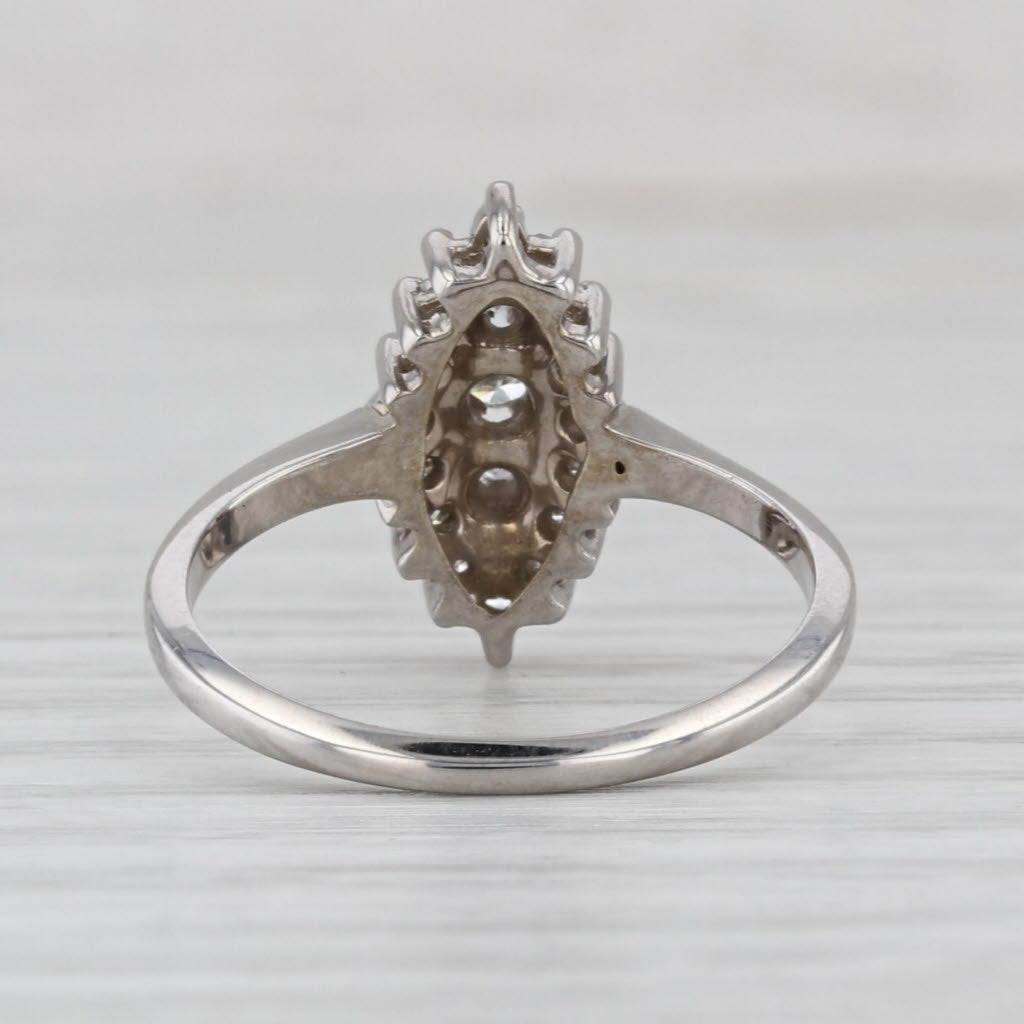 0.20ctw Diamond 3-Stone Marquise Halo Ring 14k White Gold Size 6.25