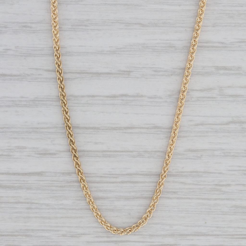 Gray Wheat Chain Necklace 14k Yellow Gold 23.75" 1.8mm Italian