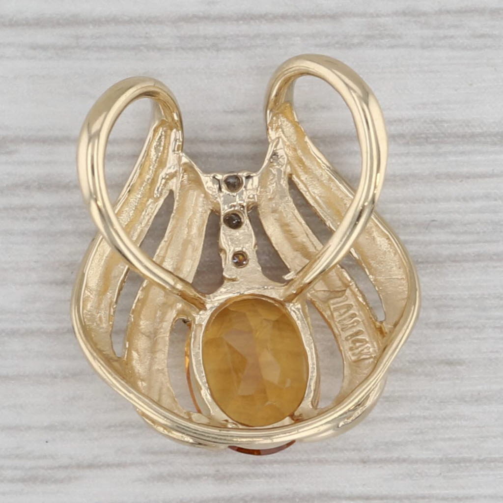 1.13ctw Oval Citrine Diamond Pendant 14k Yellow Gold Slide