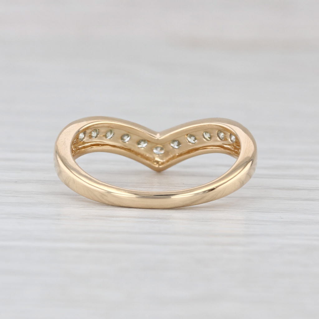 0.28ctw Diamond Contoured Wedding Band Guard Stackable Ring 18k Yellow Gold Sz 7