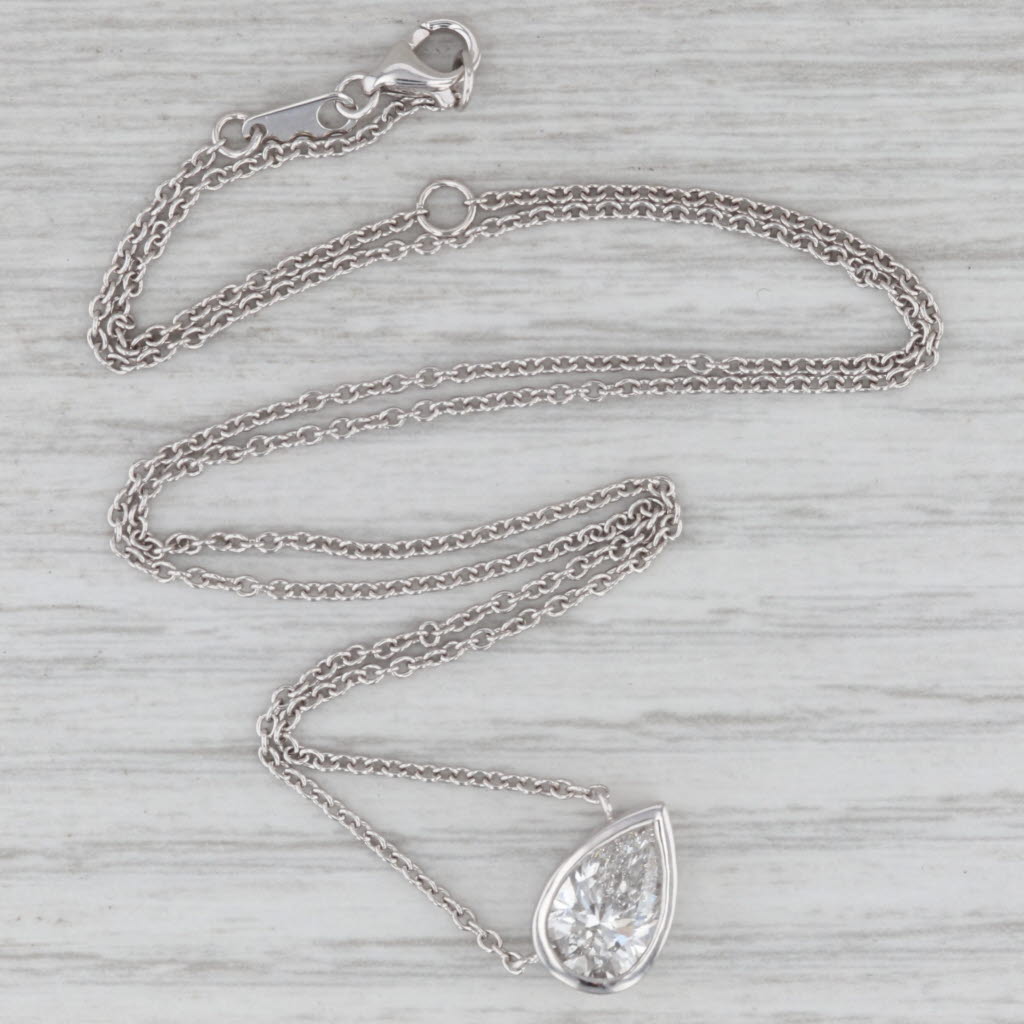 New Lab Grown Diamond Pendant Necklace 14k Gold 16" 18" 1.51ct Pear E VS1 IGI