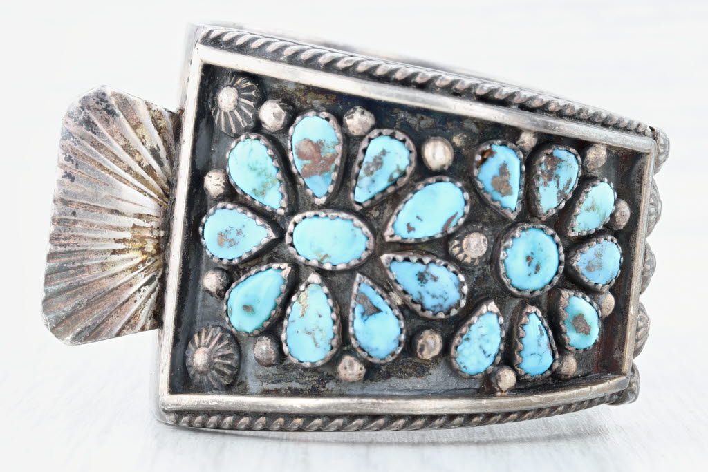 Vintage Contreraz Turquoise Cuff Bracelet Sterling Silver Native American AS IS