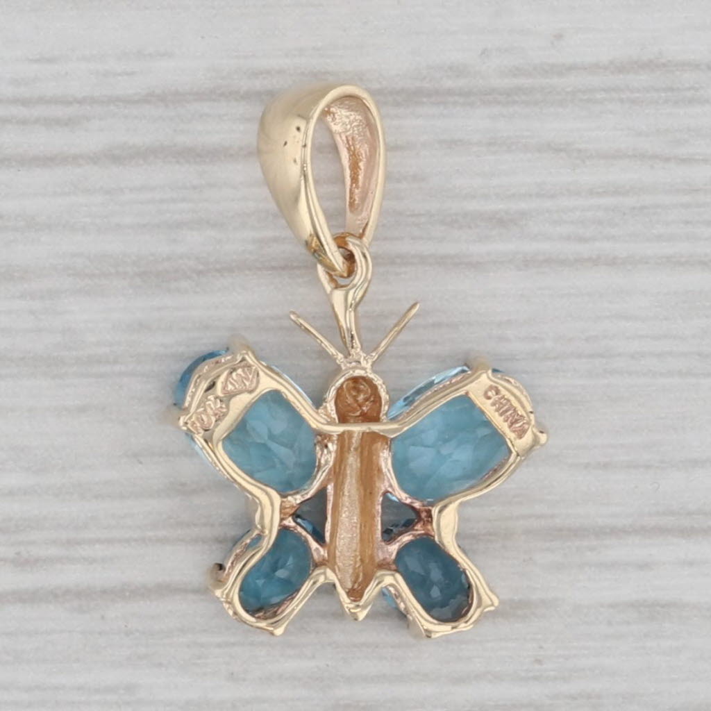 Gray 1.50ctw Blue Topaz Butterfly Pendant 10k Yellow Gold