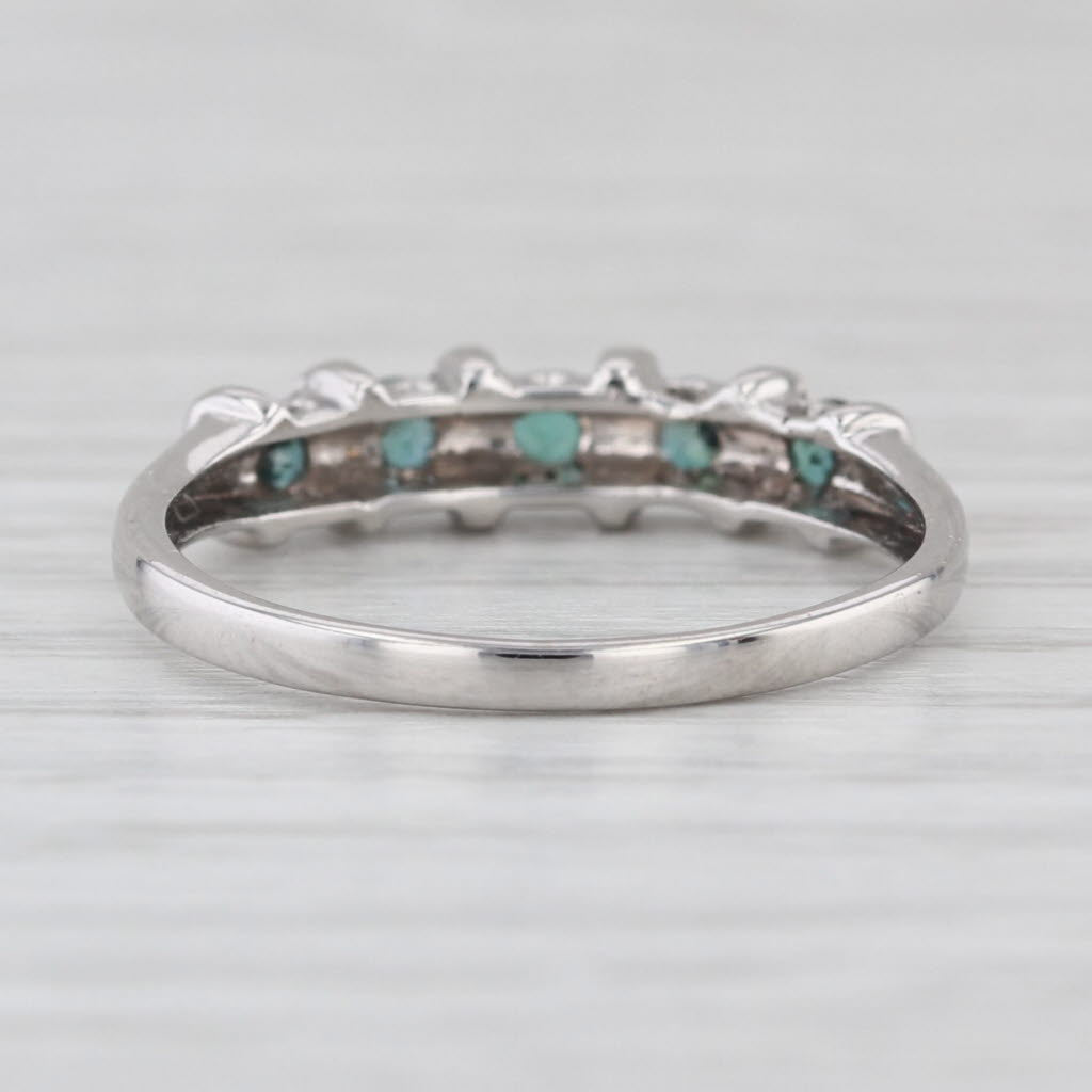 0.30ctw Blue Green Alexandrite Ring 14k White Gold Size 7 Stackable Wedding Band