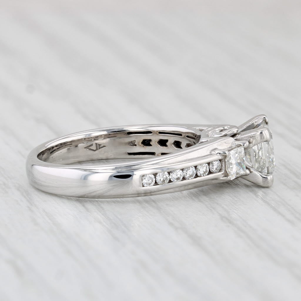 Light Gray 1.42ctw Princess Diamond Engagement Ring 14k White Gold Solitaire with Accents