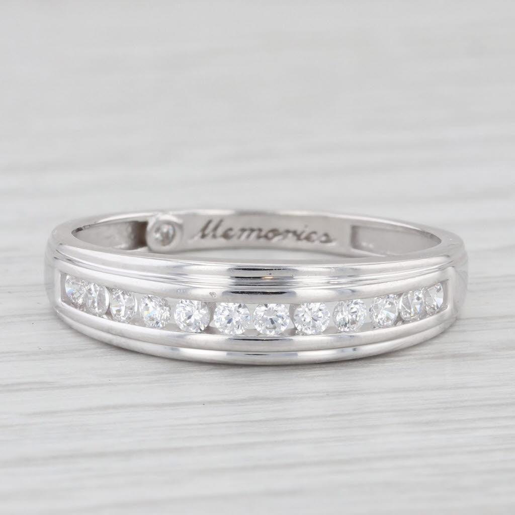 Light Gray 0.36ctw Cubic Zirconia Men's Wedding Band 14k White Gold Size 11 Ring