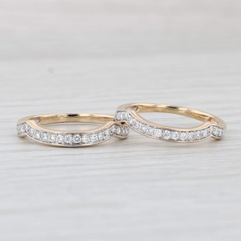 Light Gray 0.50ctw Diamond Wedding Band Enhancers Guards 14k Yellow Gold Size 6 Set of 2
