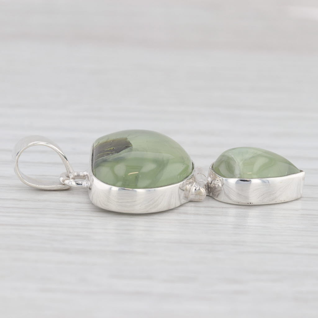 Light Gray Green Prehnite Cabochon Sterling Silver Pendant