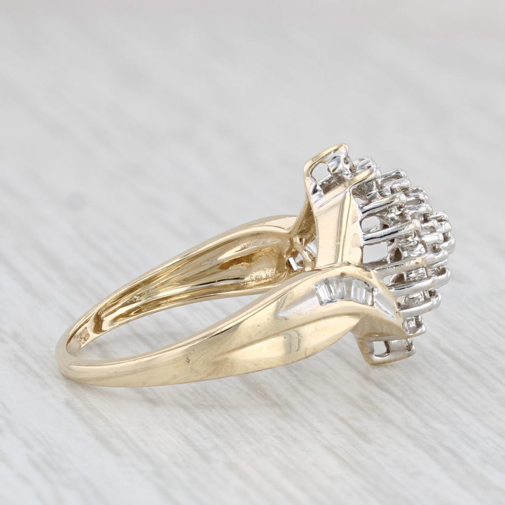 Light Gray 0.35ctw Diamond Cluster Ring 10k Yellow Gold Size 7.25